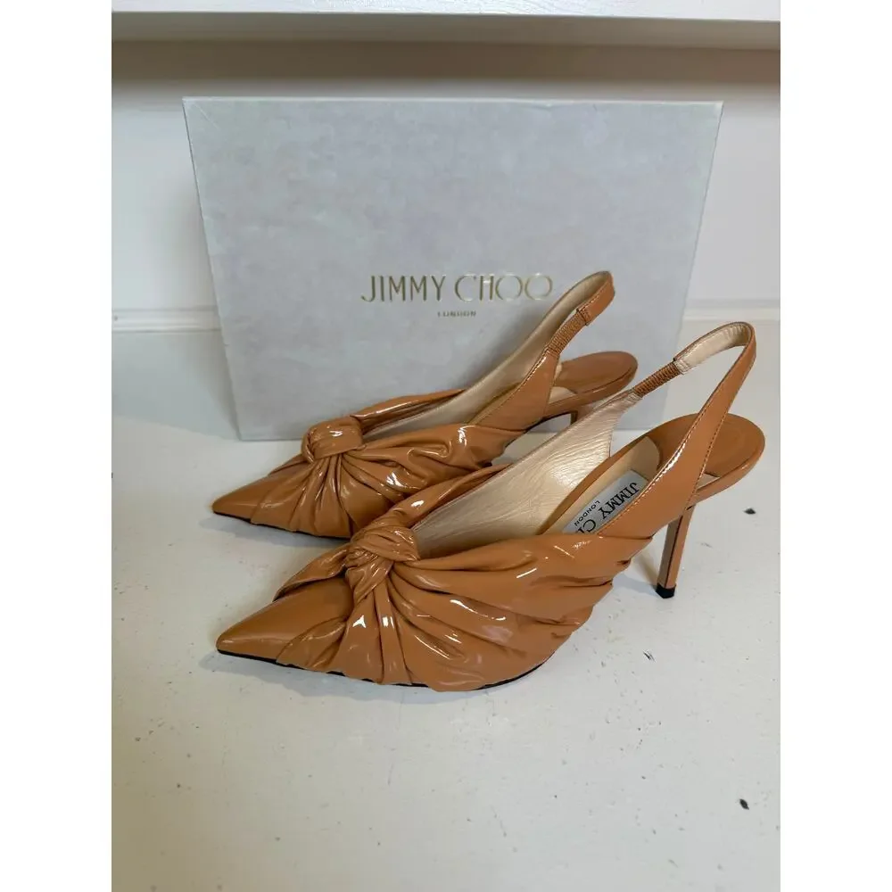 NWB Jimmy Choo Annabell 85 Leather Pumps Caramel Womens Size 40.5